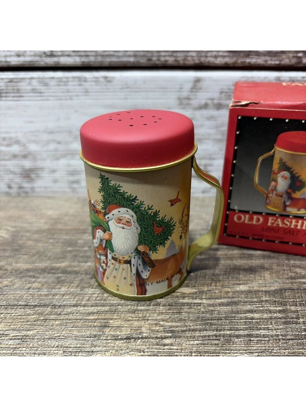 Christmas Old Fashioned Santa Mini Salt & Pepper Shakers Holiday Set New In Box